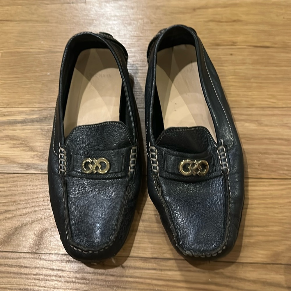 Cole Haan black leather driver loafers